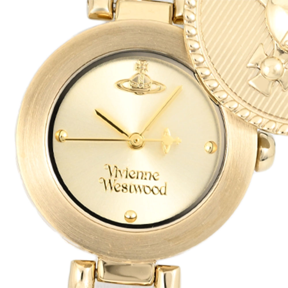 時計倉庫TOKIAのVIVIENNE WESTWOOD VV323CPGD アナログ クオーツ オーブ ボタン レディース シルバー ダイヤル ゴールド リンク チェーン ブレスレット メンズ腕時計 プレゼント ギフト 1年保証 送料無料｜アングル3