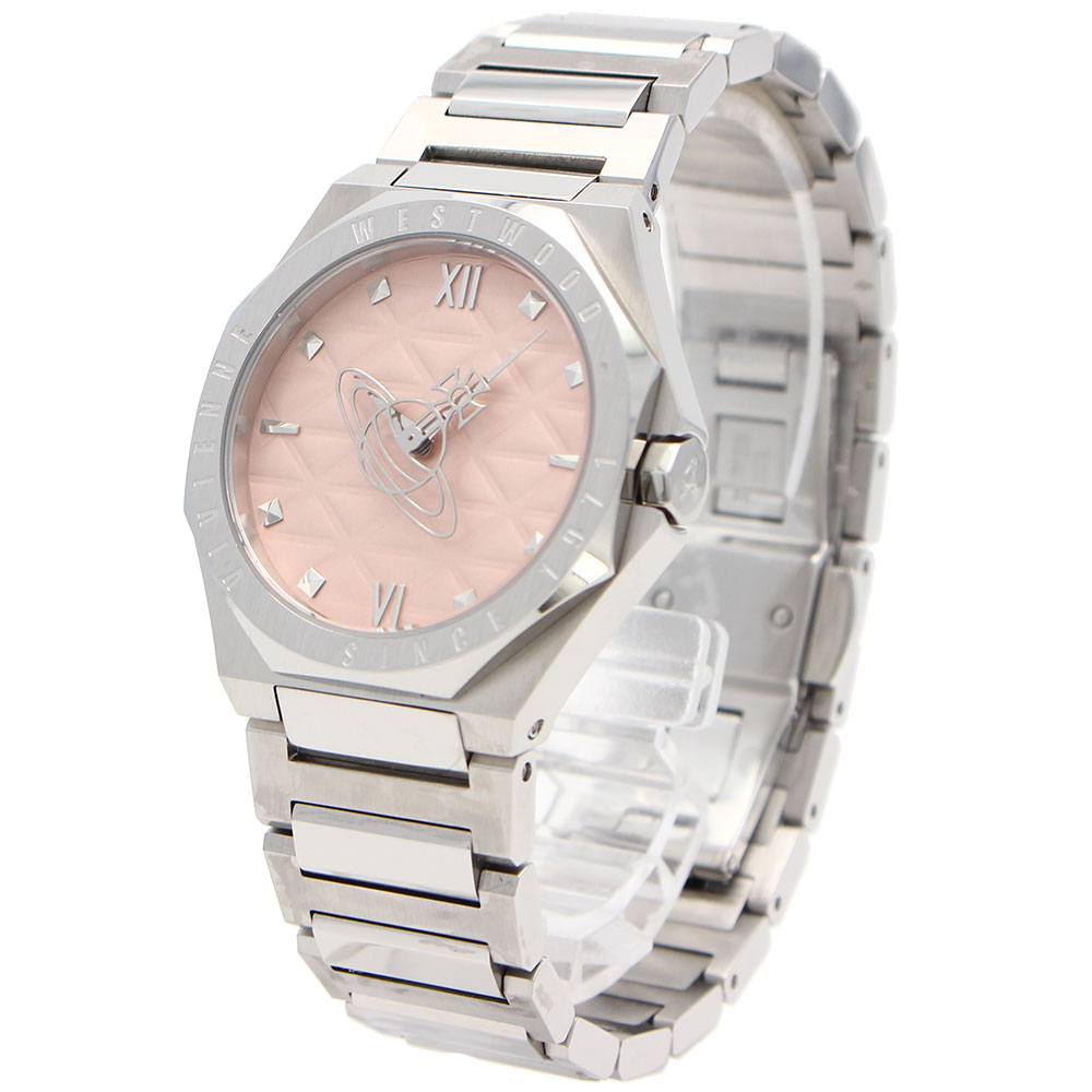 時計倉庫TOKIAのVIVIENNE WESTWOOD ヴィヴィアンウエストウッド VV344PPKSL アナログ クオーツ アルドゲイト ペールピンク ダイヤル & シルバー ブレスレット レディース腕時計 プレゼント ギフト 1年保証 送料無料｜アングル2