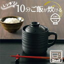 レンジでごはん 一人暮らし 1合炊き お弁当用 電子レンジ専用 炊飯器 陶器 楽炊御膳 黒 時短 おかゆ 炊き込みご飯 炊飯マグ