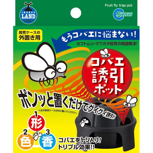 メーカー名／ブランド名マルカン／MARUKANジャンルペット用品／昆虫用品／飼育用品／防虫用品／小バエ侵入防止用品商品名コバエ誘引ポット商品説明形・色・香りの3要素でコバエを誘引し殺虫するポット。■商品サイズ：幅75×奥行75×高さ50mm商品区分ペット用品製造国日本広告文責株式会社MIFモバイル　072-997-0600商品について・予告なく「商品パッケージ」「容器のデザイン」「商品の仕様」が変更となる場合があり、お届けする商品と掲載画像または商品情報が異なる場合がございます。・並行輸入品に関しましては、海外仕様の商品もございます。ご理解の上ご購入をお願い致します。