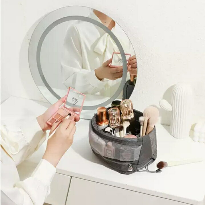 化粧品収納袋　 化粧ポーチ　巾着袋　大容量　便利　出張　旅行　持ち運び　化粧品収納 ナイロン製　長..