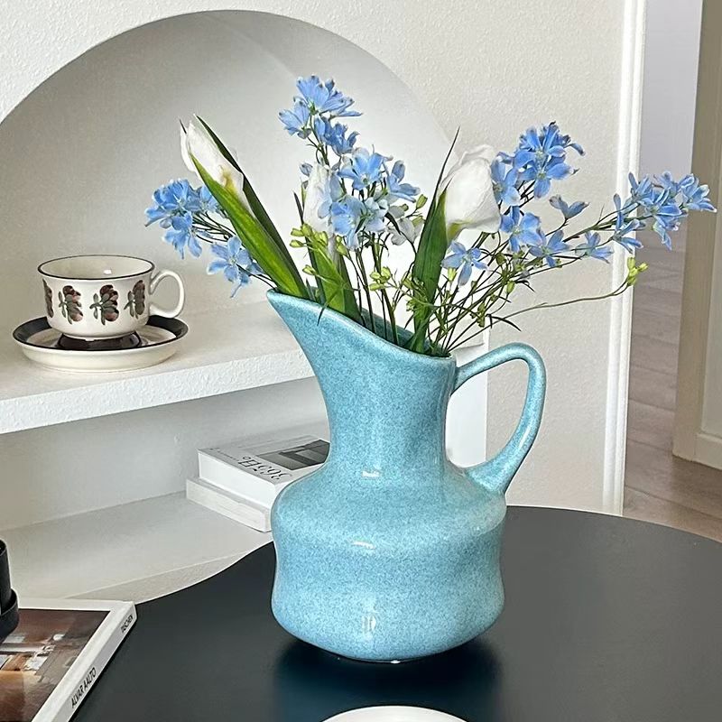 Crystal Products - フラワーベース 持ち手 花瓶 造花 一輪挿し 北欧 インテリア 雑貨 セラミック モダン　飾り