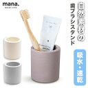 歯ブラシスタンド ワイド 珪藻土(けいそうど)(210-35)歯ブラシ立て 電動歯ブラシも入る 吸水 速乾 防カビ 消臭 自然素材 天然素材 大きい シンプル おしゃれ SDGs mana. マナ(1)
