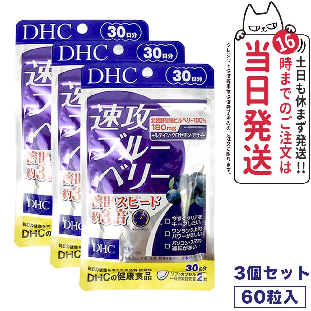 【3個セット 賞味期限2027/03】ディーエイチシー DHC 速攻ブルーベリー 30日分 60粒 サプリメント 送料無料