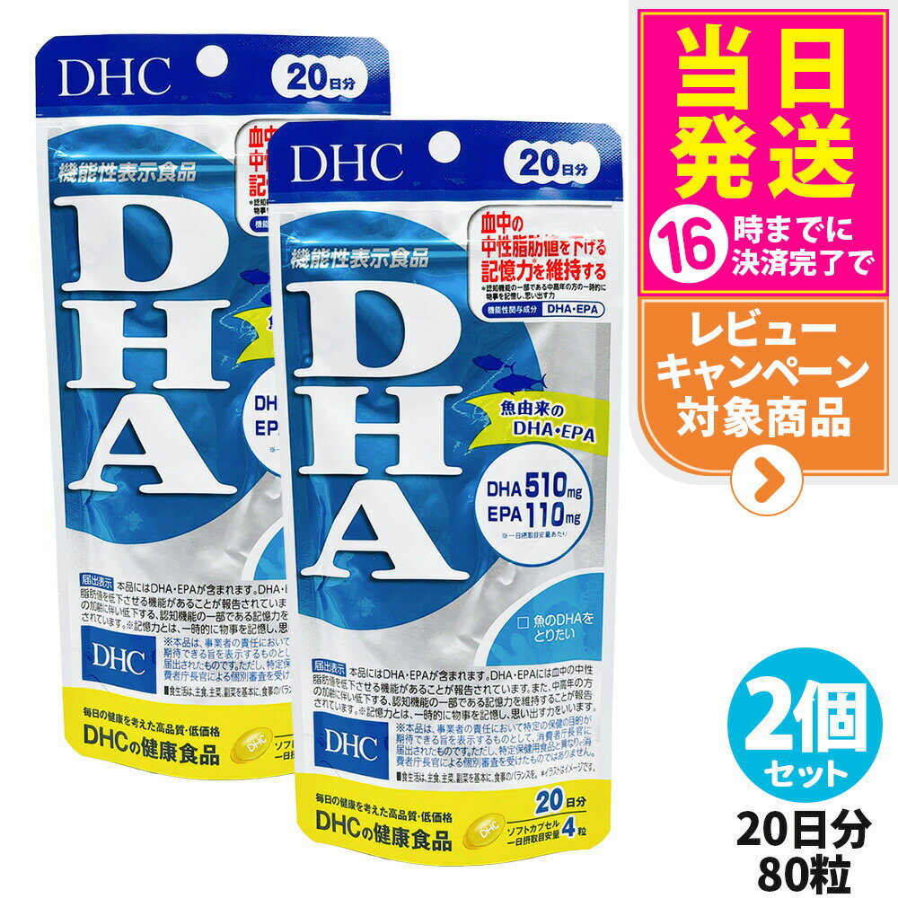 【2個セット・賞味期限2028年】DHC ディーエイチシー DHA 20日分 80粒 中性脂肪 記憶力 EPA サプリメント 健康食品 健康サプリ 美容サプリ 健康応援 送料無料