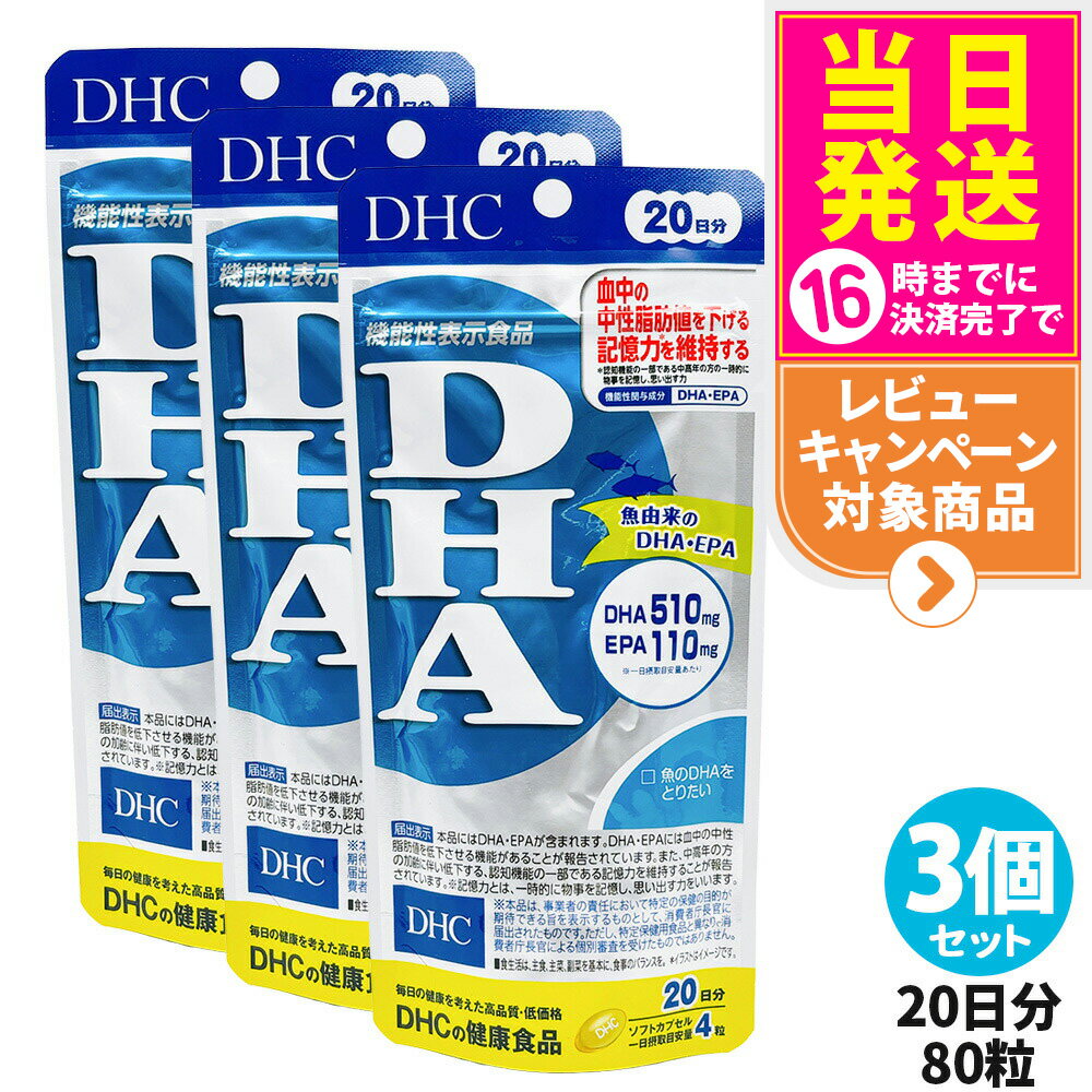 【3個セット・賞味期限2028年】DHC ディーエイチシー DHA 20日分 80粒 中性脂肪 記憶力 EPA サプリメント 健康食品 健康サプリ 美容サプリ 健康応援 送料無料