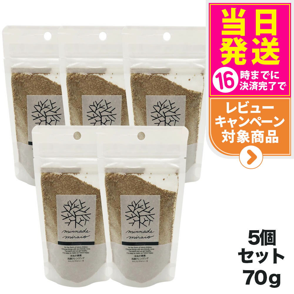 【5個セット】みんなでみらいを 米ぬか酵素 洗顔クレンジング 詰替パック 70g 無添加 minnademiraio / 米ヌカ / 酵素 / 洗顔 / クレン...