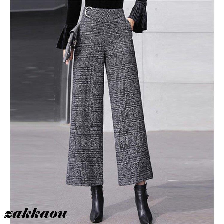 ワイドパンツ レディース ウール ラシャ 落ち感 ゆったり ボトムス 通勤 秋 春 冬