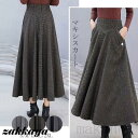 マキシスカート スカート ロング レディース 秋冬 ボトムス チェック柄 マキシ丈 Aラインスカート 体型カバー ロング ミモレ ウエストゴム 秋 冬 40代 50代