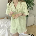 レディース パジャマ 綿 半袖 ルームウェア 上下セット チェック柄 かわいい 夏 服 女性 ルームウェア 部屋着 便利服 コットン シンプル 寝巻き 家着 ヨ...