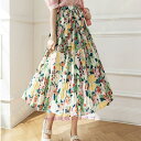 ロング スカート 花柄 レディース シフォン 不規則 スカート ハイウエスト 可愛い お洒落 おしゃれ エレガント ゆったり 女性らしい 秋 冬 春 通勤 デート