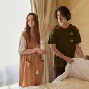 カップル ルームウェアセット 春夏秋 パジャマ メンズ レディース ワンピース 綿 通気性 柔らかい 男性 半袖 Tシャツ ショートパンツ 寝巻き 家着