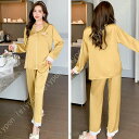 部屋着 寝巻き パジャマ 授乳服 家着 レディース 夏 可愛い かわいい ルームウェア 外出 セットアップ 上下セット 長袖 前開き ゆったり ヨガウェア ジム