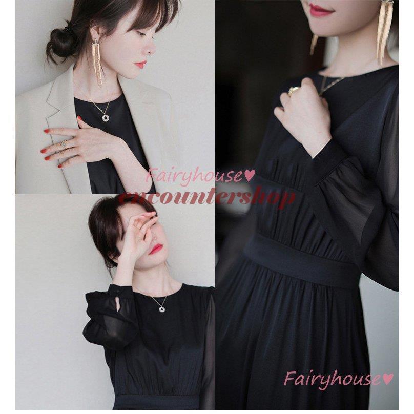 ワンピース レディース 40代 きれいめ マキシワンピース 秋服 長袖ワンピース 黒 Aラインスカート オシャレ大人 お出かけ シンプル韓国風 通勤OL 30代 50代