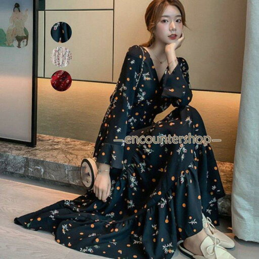 ティアードワンピース レディース 春 秋 夏 花柄 カシュクールワンピ Vネック フレアワンピース 長袖 ロングワンピ ティアードワンピース レディース 春 秋 夏 花柄 カシュクールワンピ Vネック フレアワンピース 長袖 ロングワンピ