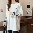期間限定!11日まで10%OFF!ロングTシャツ レディース スウェット 長袖 韓国 大きいサイズ ルームウェア トレーナー 部屋着 ビッグシルエット 体型カバー リブ裾 ゆったり