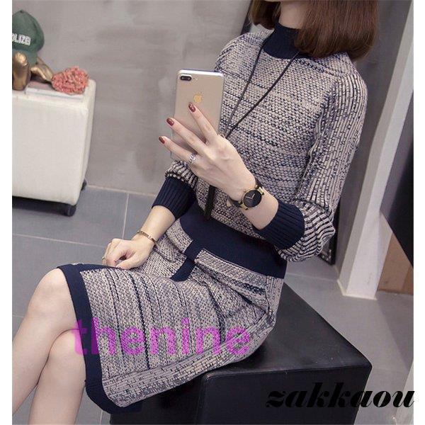 ニットワンピース レディース 秋 冬 40代 20代 きれいめ 長袖ワンピース Aライン ロング丈 カットソー ニットセーター 上品 大きいサイズ おしゃれ 着痩せ 新品