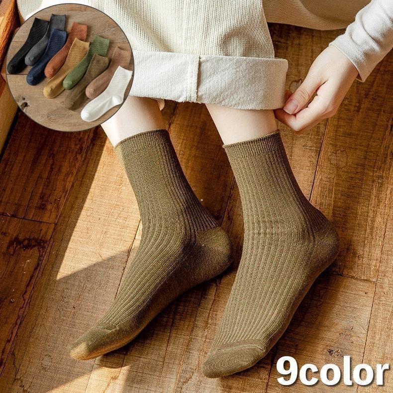 クルーソックス 靴下 くつ下 レディース 女性 シンプル 無地 単色 リブ カジュアル 合わせやすい 普段..