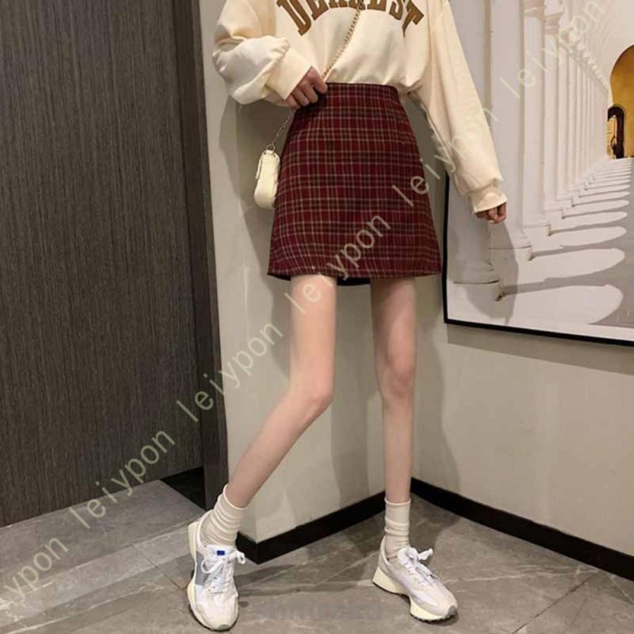 ミニスカート レディース タイトスカート 台形スカート ミニ ショートスカート ジップバック チェック柄 Aライン タイト ハイウエスト ショート丈 美尻 膝上