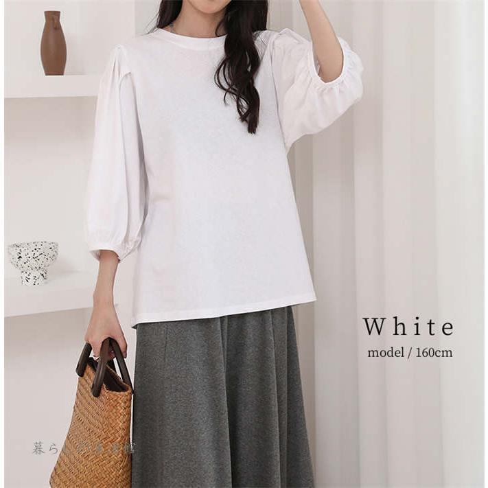 トップス レディース ブラウス シャツ パフスリーブ 半袖 夏 春 5分袖 7分袖 ボリュームスリーブ バルーン袖 ボリューム袖 ぽわん袖 ポワン袖 パフ袖