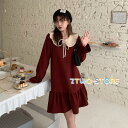 ワンピース レディース 膝上丈 コーディロイ プリーツ 無地 Aライン 着痩せ ポケット付き ショート丈 長袖 着まわし 森ガール系 30代 40代 秋 冬