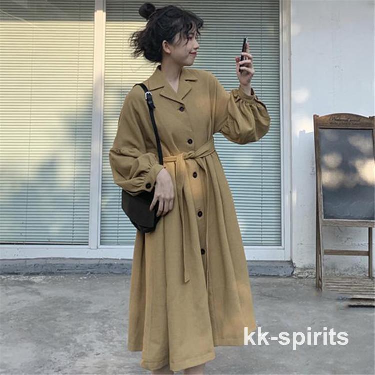 トレンチコート レディース 秋 ロングコート ロングワンピ 長袖 パフスリーブ コート 春 ワンピース マキシ丈 レトロ アウター ロング 秋コート 通勤
