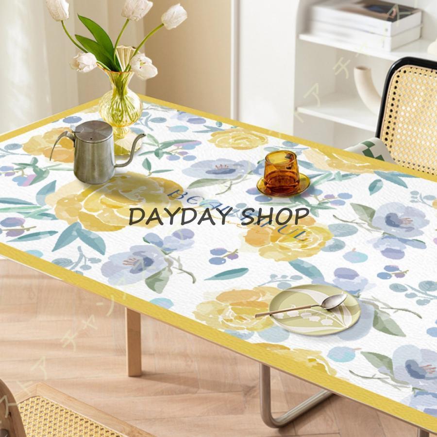 テーブルクロス レザー調 北欧 テーブルマット 防水防油 耐熱 汚れ防止 食卓カバー フラワー柄 高級 カット自由 汚れ防止 テーブルカバー 花柄 滑り止め