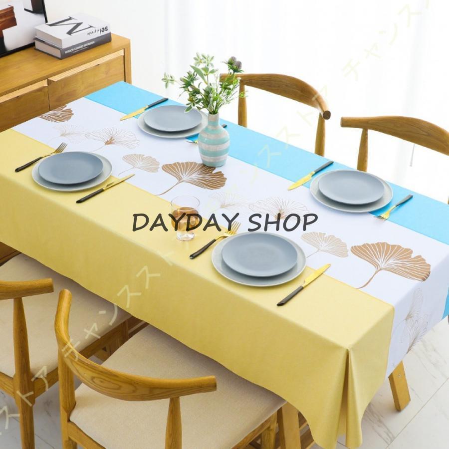 テーブルクロス おしゃれ 撥水 北欧風 長方形 テーブル クロス PVC製 テーブルカバー 防水 防油 布 テーブルマット おしゃれ かわいい リーフ柄