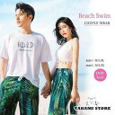 ペアルック 水着 サーフパンツ タンキニ ボタニカル柄 カップル メンズ レディース セパレート 3点セット 体型カバー ハイウエスト バッククロス ノンワイヤー