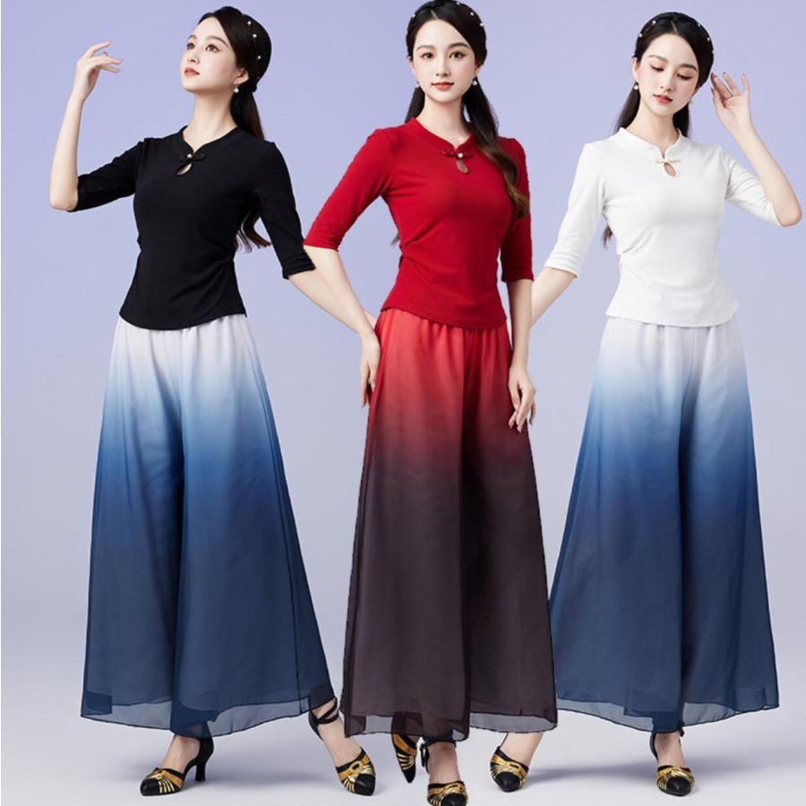 ダンスパンツシフォンガウチョパンツ...