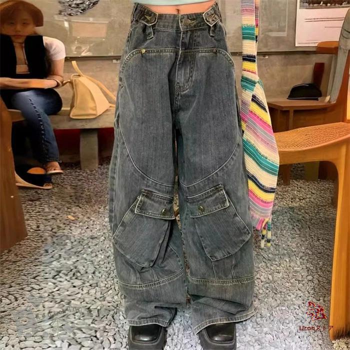 デニムパンツ k-pop 衣装 ワイドパンツ ダンス衣装 レディース ストレート HIPHOP ヒップホップ 個性的 服 原宿系 ジュニア カレッジ風 オシャレ 個性的 服 原