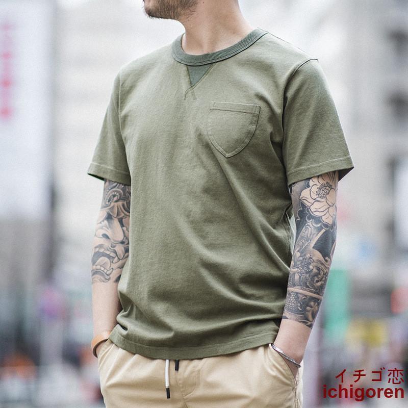 tシャツメンズ半袖メンズ夏服無地ワ...