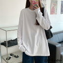 tシャツ レディース 長袖 カットソー 無地 トップス シンプル 丸首 おしゃれ オーバーサイズ 大きいサイズ ゆったり