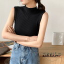 tシャツ Tシャツ さらり、大人こなれ感 レディース ノースリーブ ニット タンクトップ ハイネック 着痩せ 袖なし インナー 上品質 10代 20代 30代 ...