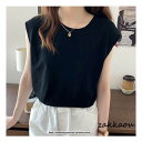 Tシャツ レディース ノースリーブ 春 無地 クルーネック ビッグ 白 ゆったり カットソー トップス お出かけ カジュアル 韓国風トップス 大人通勤 シンプル