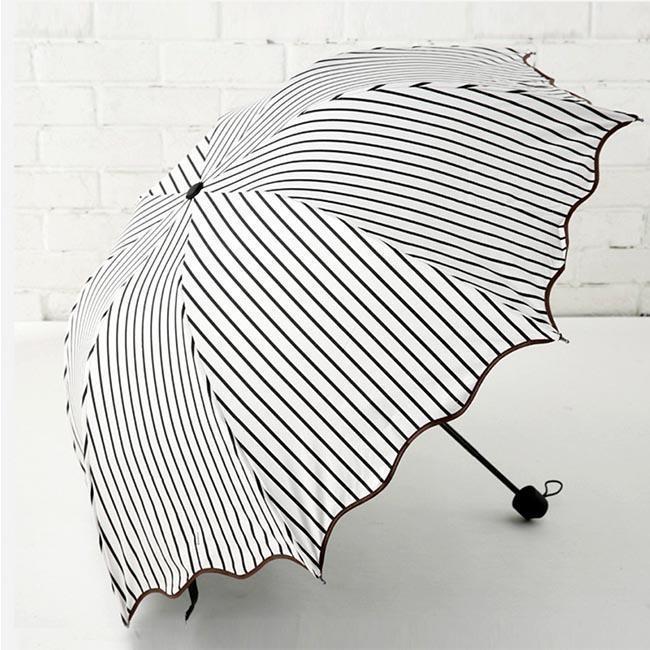 晴雨兼用傘 傘 レディース 雨傘 折畳傘 ストライプ柄 日傘 晴雨傘 縞柄 白黒 アンブレラ 折りたたみ傘 レトロ 折り畳み傘 三段式 姫系