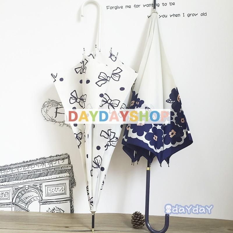 長傘 レディース 長柄 日傘 雨傘 晴雨兼用 UVカット 紫外線対策 プリント 花柄、フラワー リボン ボタン手動開閉式 折れない オシャレ 女性用 8本骨 かわいい