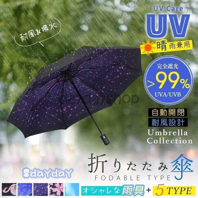 折りたたみ傘 自動開閉 ワンタッチ uvカット 晴雨兼用 日傘 雨傘 レディース 裏プリント おしゃれ 遮光 遮熱