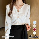 期間限定!11日まで10%OFF!ブラウス レディース 春秋 オシャレブラウス 白シフォンブラウス Vネック パフスリーブ 長袖トップス 大人 通勤OL オフィス ゆったりtシャツ