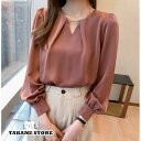 キーネック トップス レディース 長袖 ブラウス シャツ シャツブラウス スキッパーブラウス 大きいサイズ 3L 通勤服 オフィス おしゃれ きれいめ