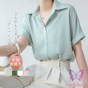 シャツブラウス レディース 半袖 夏 シフォン シャツ 半袖 トップス きれいめ ゆったり シンプル 通勤 おしゃれ 柔らかい 着痩せ 開襟