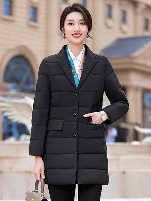 ブラック ネイビー ビジネス コート 襟 レディース 仕事 暖かい 外回り 厚手 制服 作業着 ダウン 冬 ジャケット 通勤 アウター
