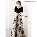 パーティードレス ロング 袖あり 花柄 カラードレス ウェディング 結婚式 お呼ばれドレス ウェディングドレス 二次会 花嫁 演奏会 大きいサイズ 3L 4L 黒 赤(4)