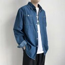 デニムシャツ メンズ ダンガリーシャツ 秋冬 秋物 シャツ カジュアルシャツ トップス 長袖シャツ コットン
