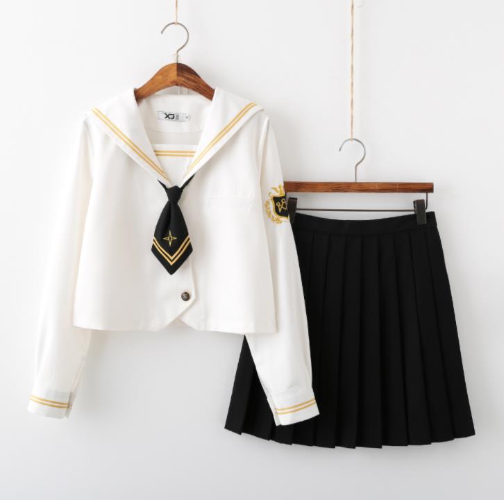 送料無料!長袖 上下セット セーラー服 JK系フリルスカート パーティグッズ 制服 学生 ユニフォーム 卒業式 入学式 コスチューム スカート
