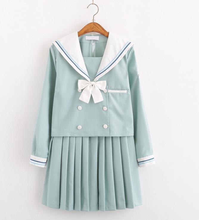 送料無料！長袖/中袖　短袖　上下セット セーラー服 JK系フリルスカート　パーティグッズ 制服 学生　ユニフォーム　卒業式 入学式　コスチューム　スカート