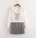 送料無料!長袖/中袖 短袖 上下セット セーラー服 JK系フリルスカート パーティグッズ 制服 学生 ユニフォーム 卒業式 入学式 コスチューム スカート