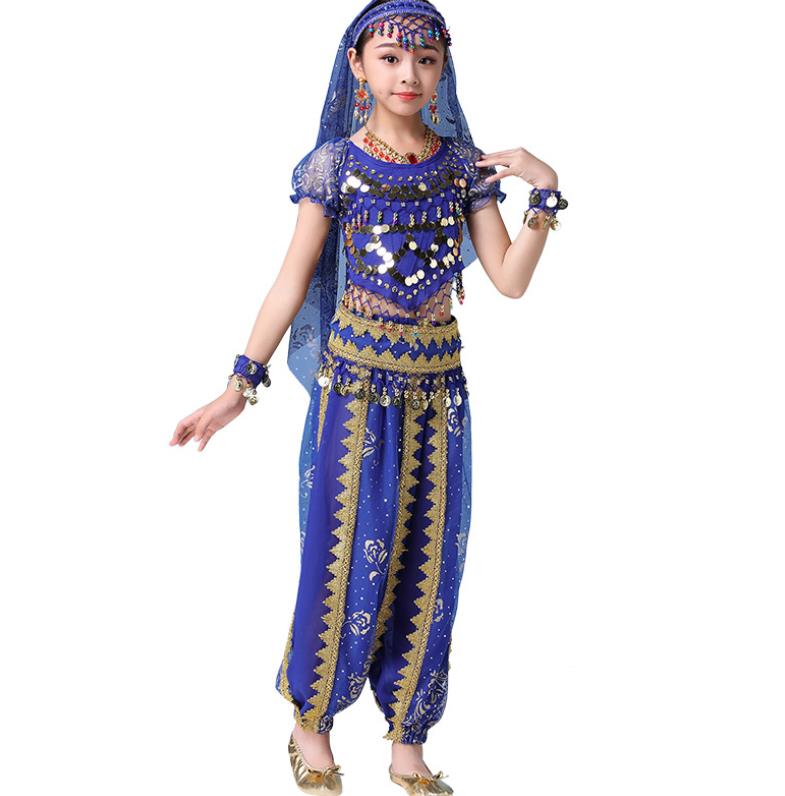 送料無料 3color 8点セット子供 社交ダンス ベリーダンス衣装 フリンジ スパンコール クラーデション 演出 S/M/L/XL//演出100 110 12...