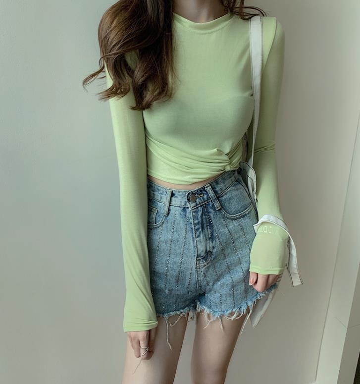 3色Tシャツ 長袖 タートルネック セーター レディースファッション タートル 胸開きタート セクシー ベアトップ 韓国風 胸元 解禁シャツ 丸首