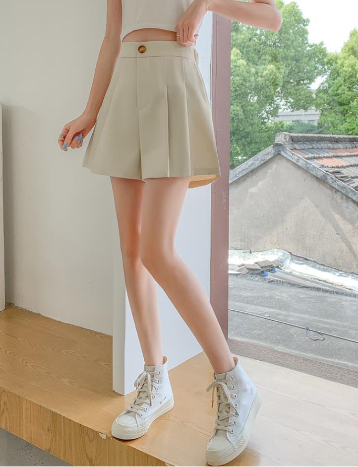 Rakuten - 夏　レディース　ショートパンツ 　ハイウエスト ボトムス ゆったり着痩せ　 無地　短パン チェックパンツ　ハイウエストカジュアル
